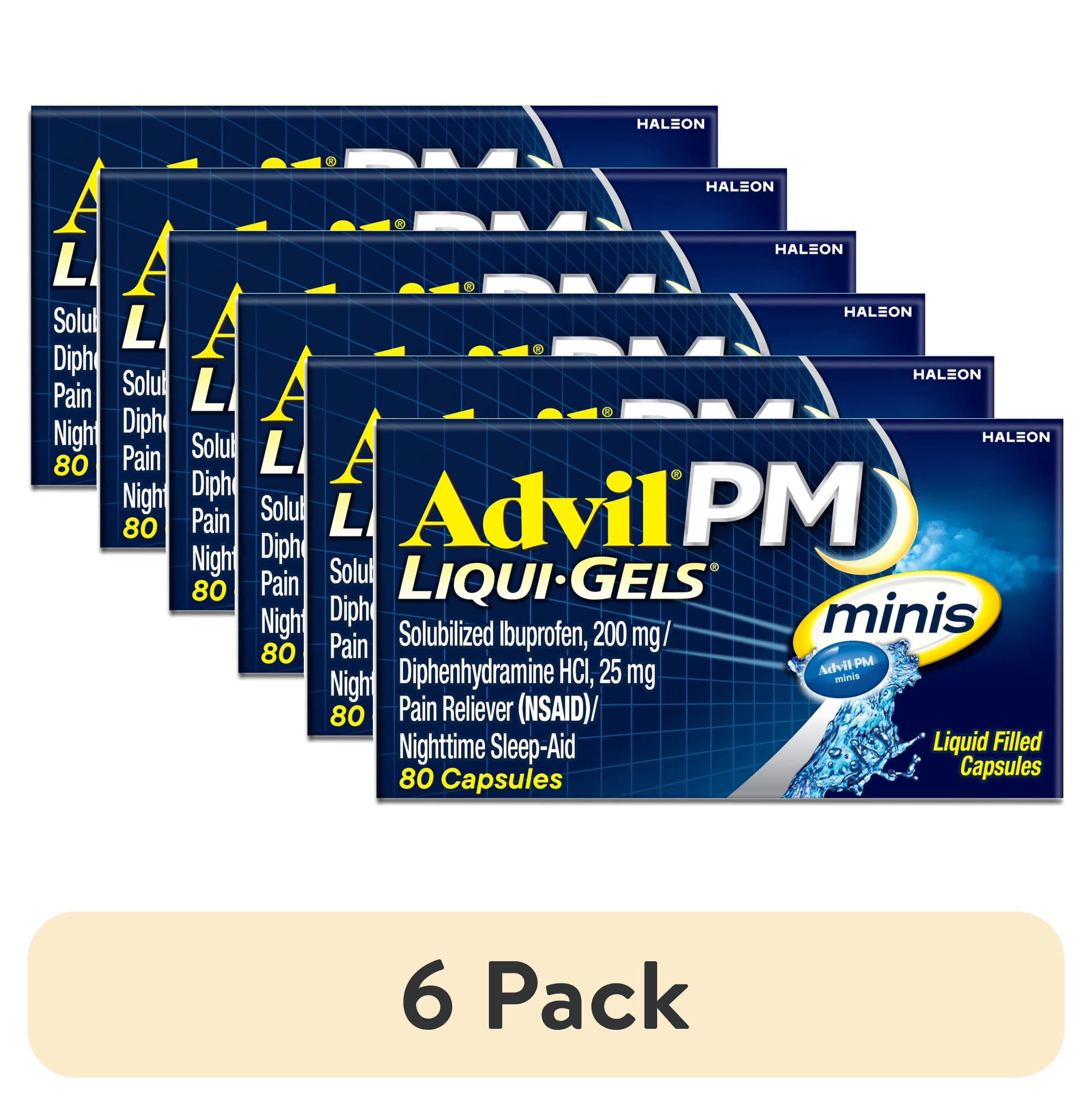 (6 pack) Advil PM Liqui-Gels Minis, 80 Liquid Filled Capsules