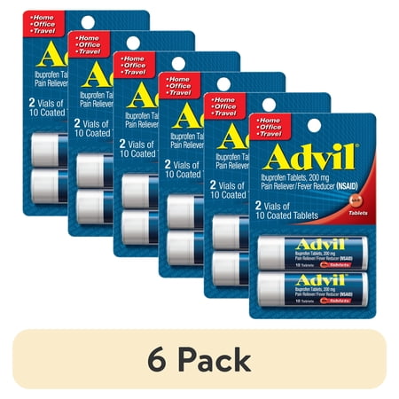 (6 pack) Advil Pain Relievers and Fever Reducer Coated Tablets, 200 Mg Ibuprofen, 20 Count