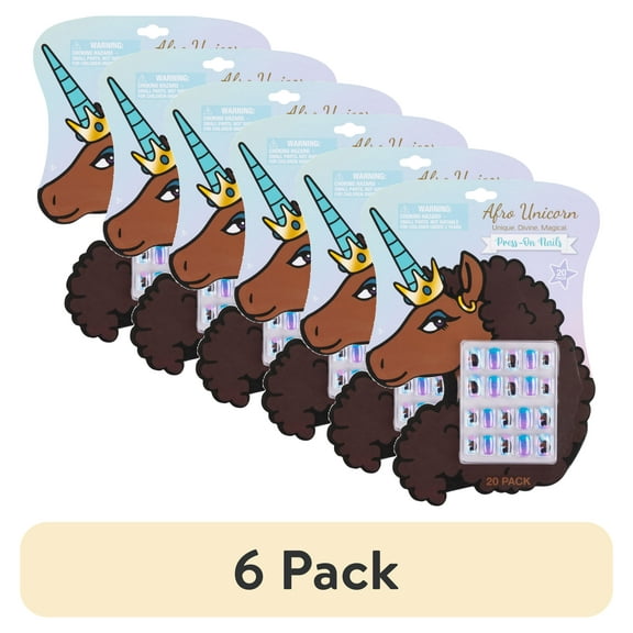 (6 pack) Afro Unicorn Easy to Apply Faux Nail Set, 20 Pieces