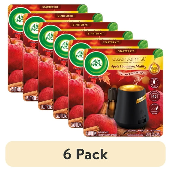 Air Wick Essential Mist Fall Scented Oil Air Freshener Diffuser Starter Kit, Apple Cinnamon, 2 Piece
