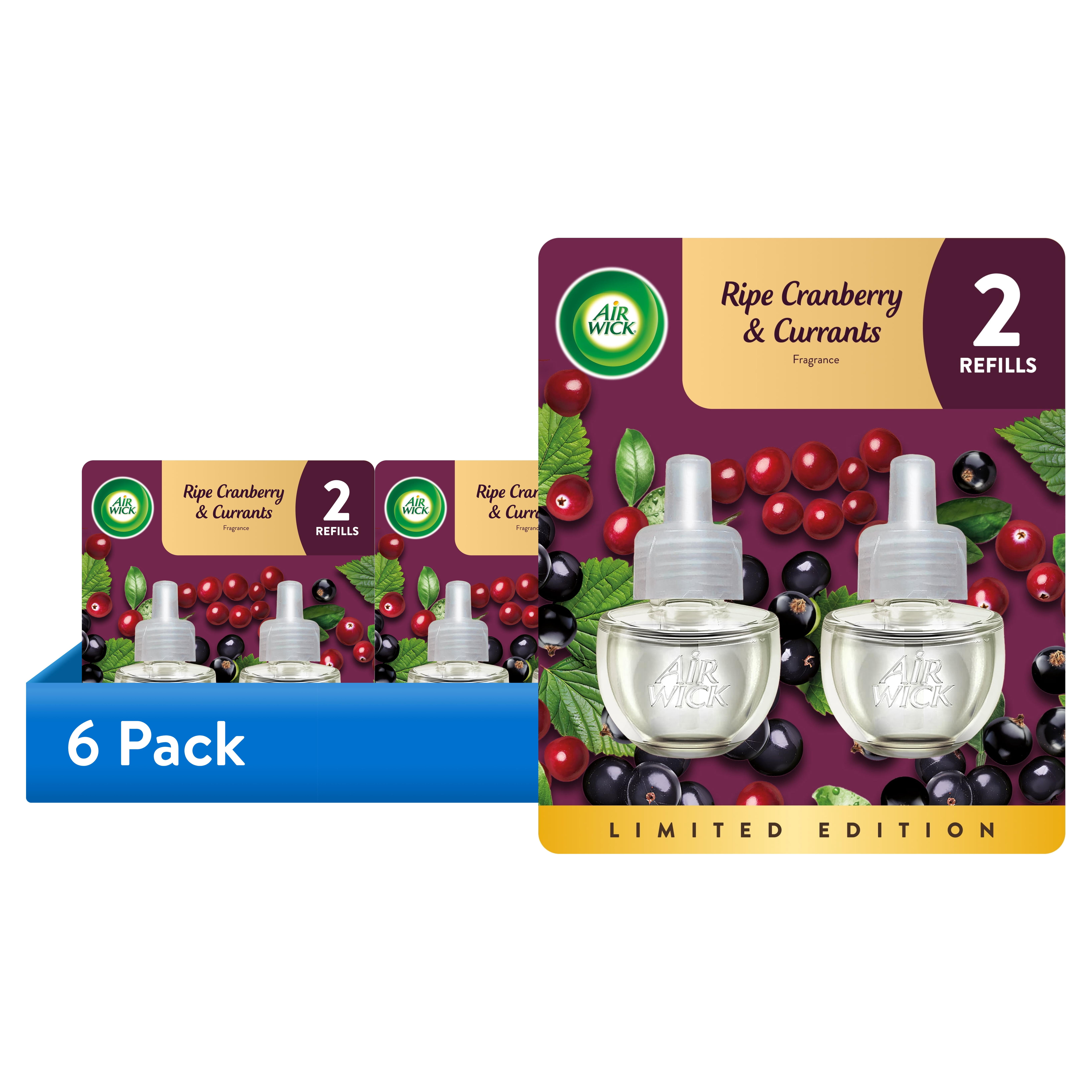 (6 pack) Air Wick Plug-In Scented Oil Air Freshener Warmer Refills, Ripe Cranberry and Currants, 2 Count