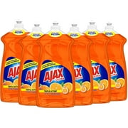 6 pack Ajax Ultra Liquid Dish Soap, Triple Action, Mess-Free, Easy-Flip Cap, Orange Scent, 52 fl oz