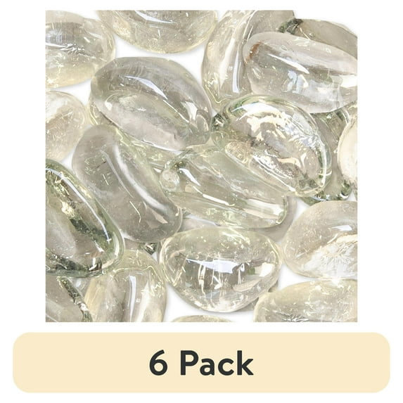 (6 pack) Akasha Crescent Shape Glass Gems, Sparkling Clear, 12 Oz. Bag