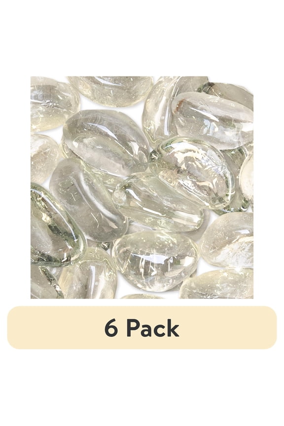 (6 pack) Akasha Crescent Shape Glass Gems, Sparkling Clear, 12 Oz. Bag