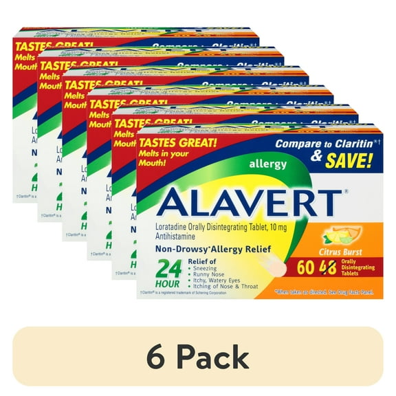 (6 pack) Alavert Allergy Orally Disintegrating Tablets, Citrus Burst, 60 Ct