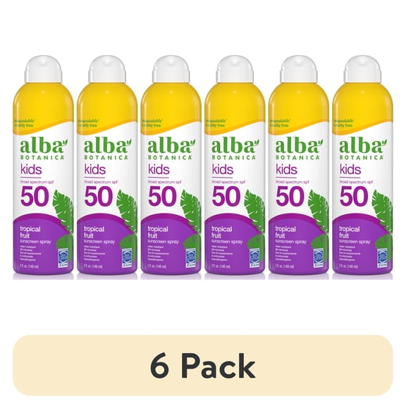(6 pack) Alba Botanica Kids Clear Spray Sunscreen SPF 50, 6oz