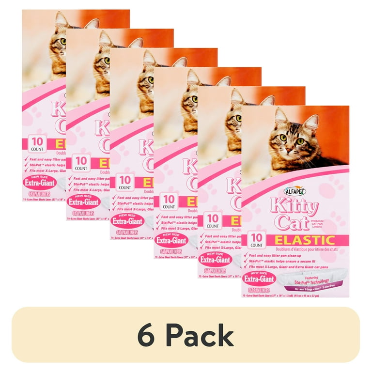 pack) Alfapet, Kitty Cat Elastic Litter Box Liners, 10 Count