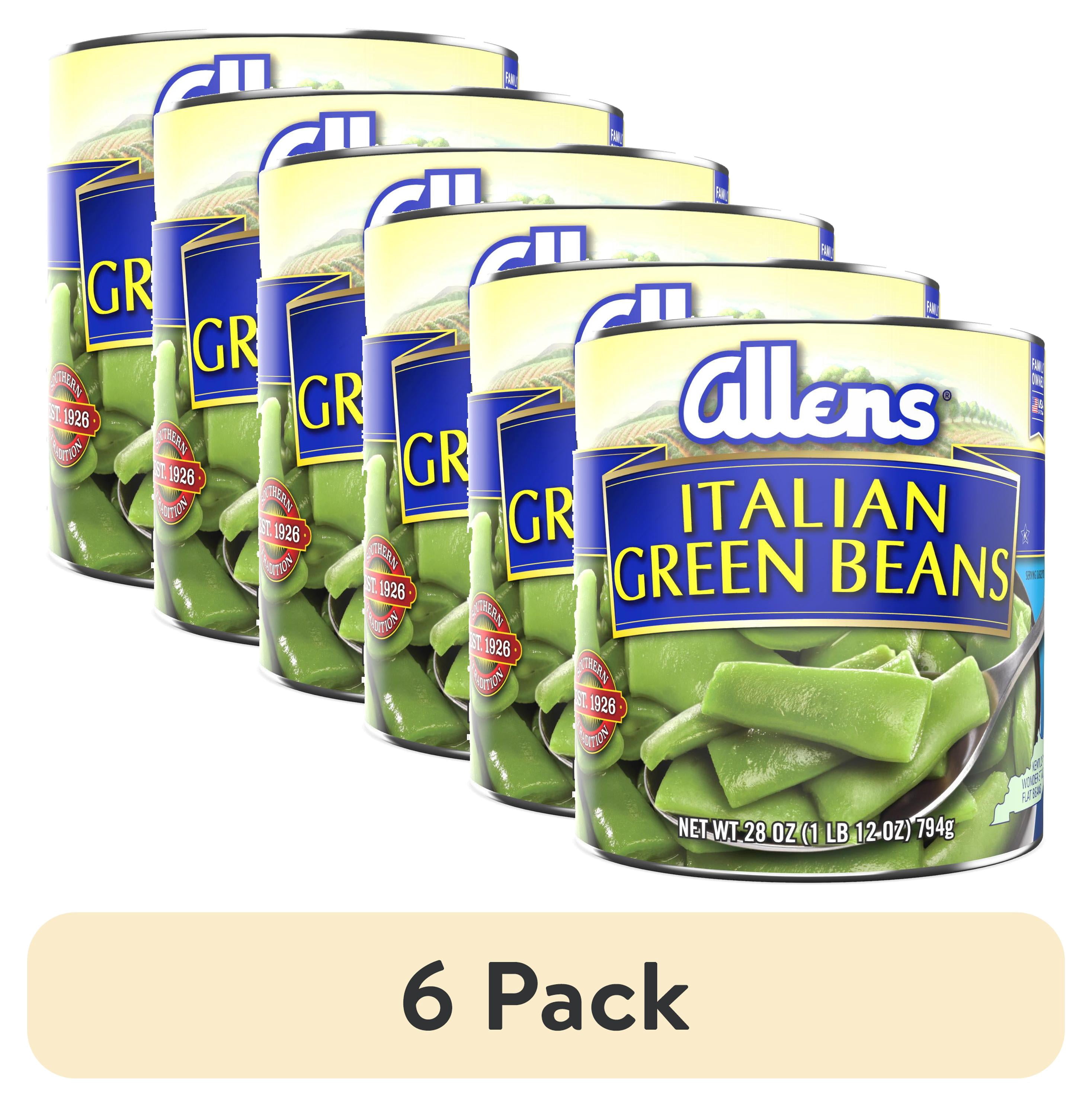 (6 pack) Allens Canned Cut Italian Green Beans, 28 oz