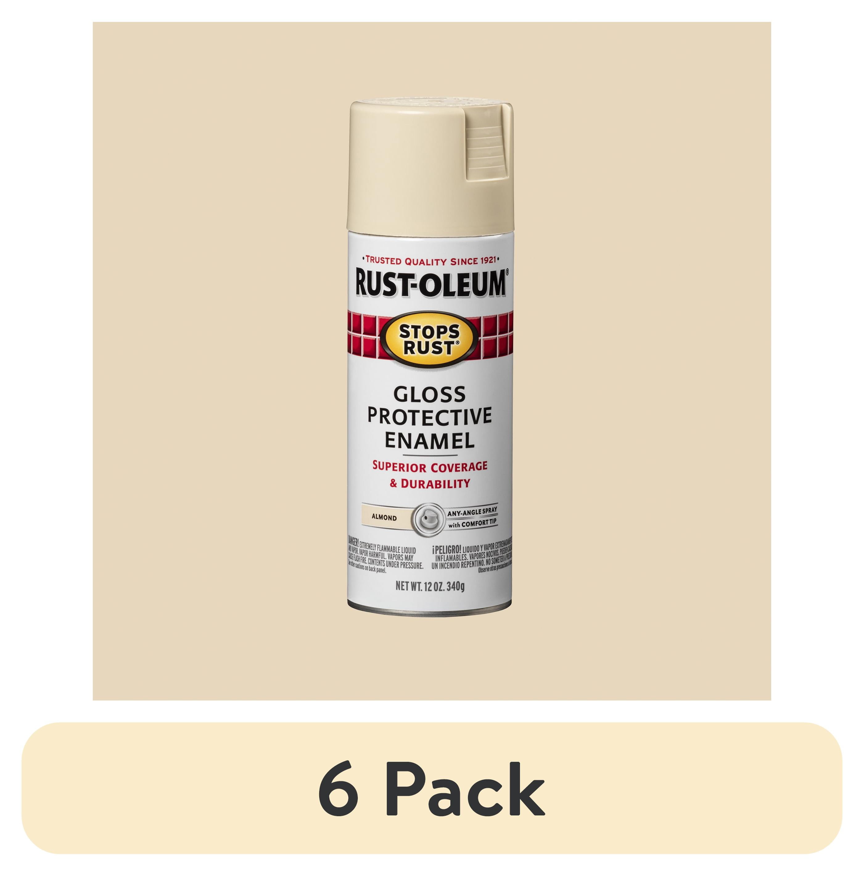 (6 pack) Almond, Rust-Oleum Stops Rust Protective Enamel Gloss Spray Paint-7770830, 12 oz