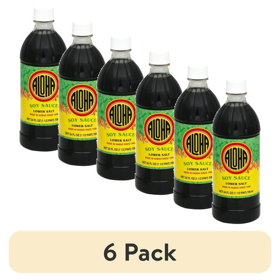 (6 pack) Aloha Shoyu Lower Salt Soy Sauce, 24 oz