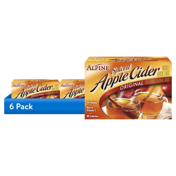 (6 pack) Alpine Spiced Cider Original Powdered Drink Mix, Apple Flavor, 10 Pouches