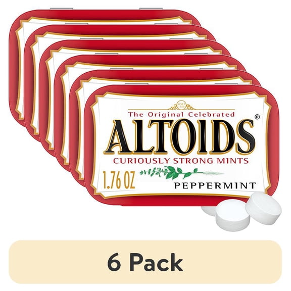 (6 pack) Altoids Classic Peppermint Breath Mints Hard Candy - 1.76 oz Tin