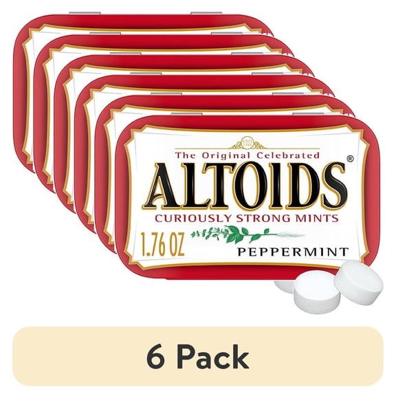 (6 pack) Altoids Classic Peppermint Breath Mints Hard Candy - 1.76 oz Tin