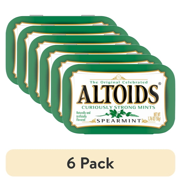 (6 pack) Altoids Spearmint Sugar Free Breath Mints, Single Pack - 1.76 oz