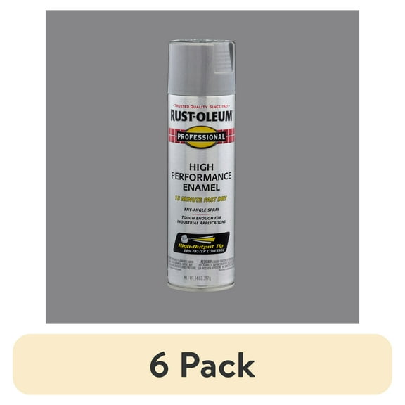 (6 pack) Aluminum, Rust-Oleum Professional High Performance Gloss Enamel Spray Paint-7515838, 14 oz