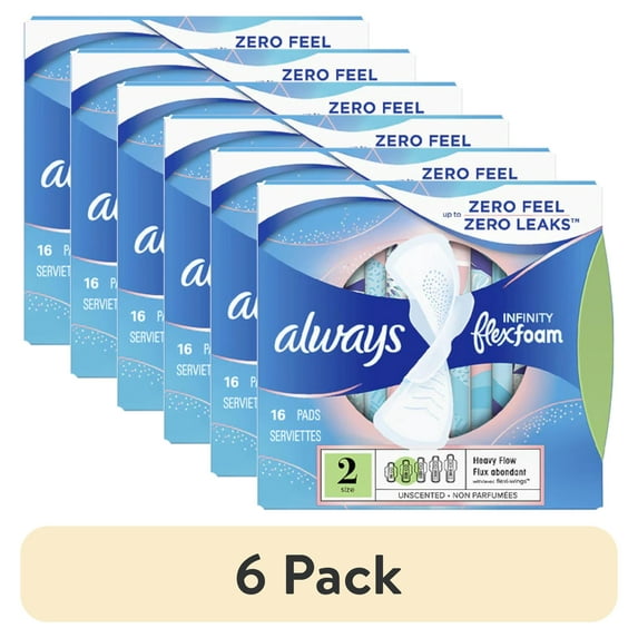 (6 pack) Always Infinity Pads with Flexi-Wings Unscented Heavy Flow 16 Each