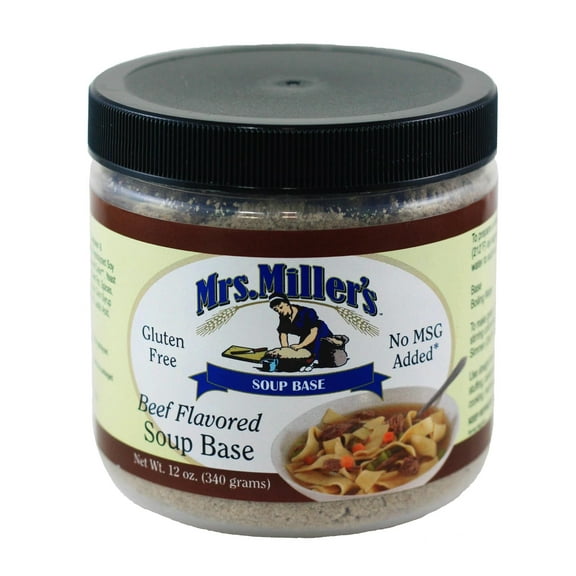 (6 pack) AmishTastes Mrs. Miller's Beef Flavored Soup Base, Gluten-Free, No MSG, 12 oz.