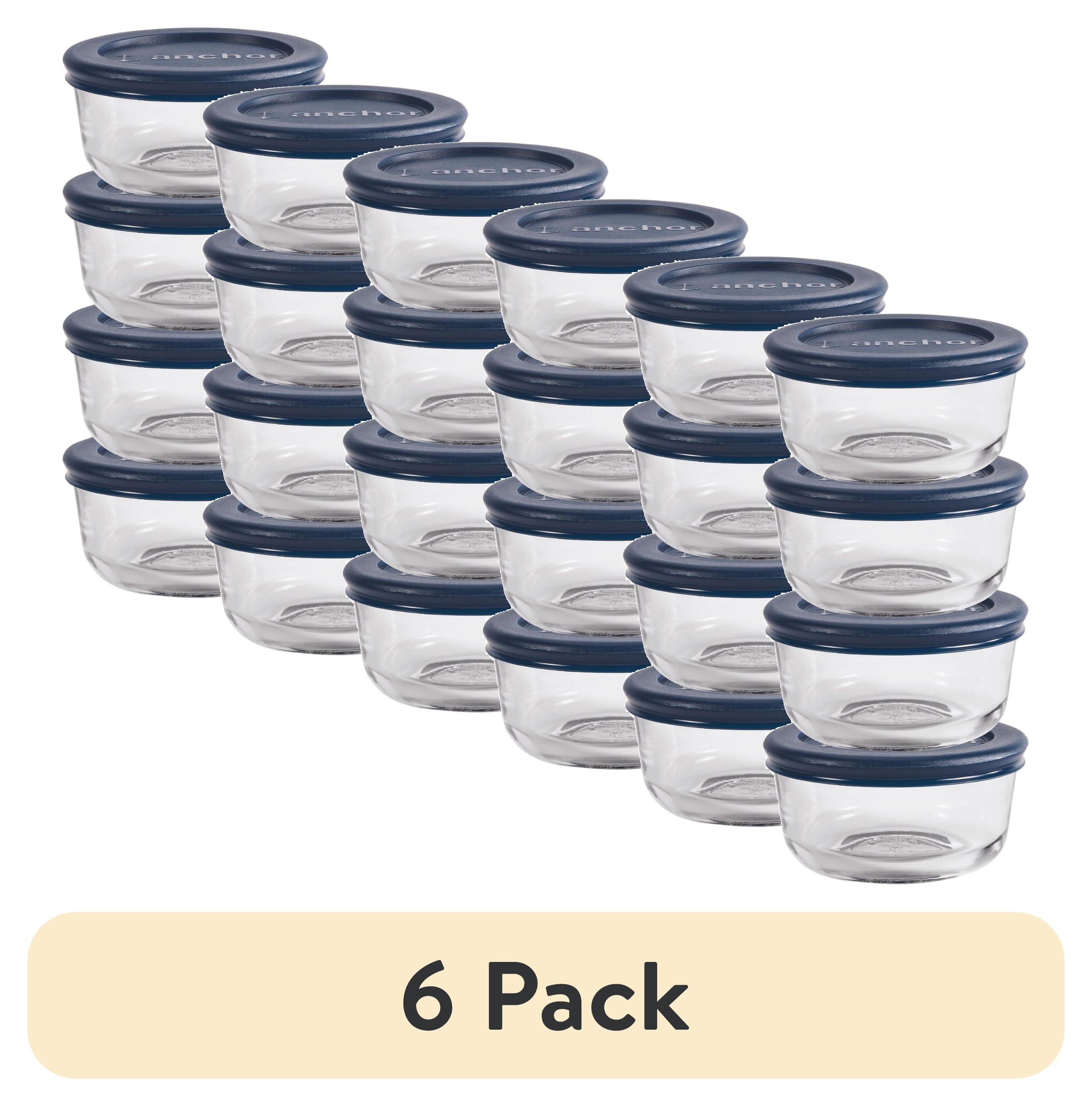 (6 pack) Anchor Hocking Glass Food Storage Containers with Lids, 1 Cup ...