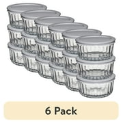 (6 pack) Anchor Hocking Sculpted Glass Food Storage Container with Lids, 2 Cup Round, Set of 3