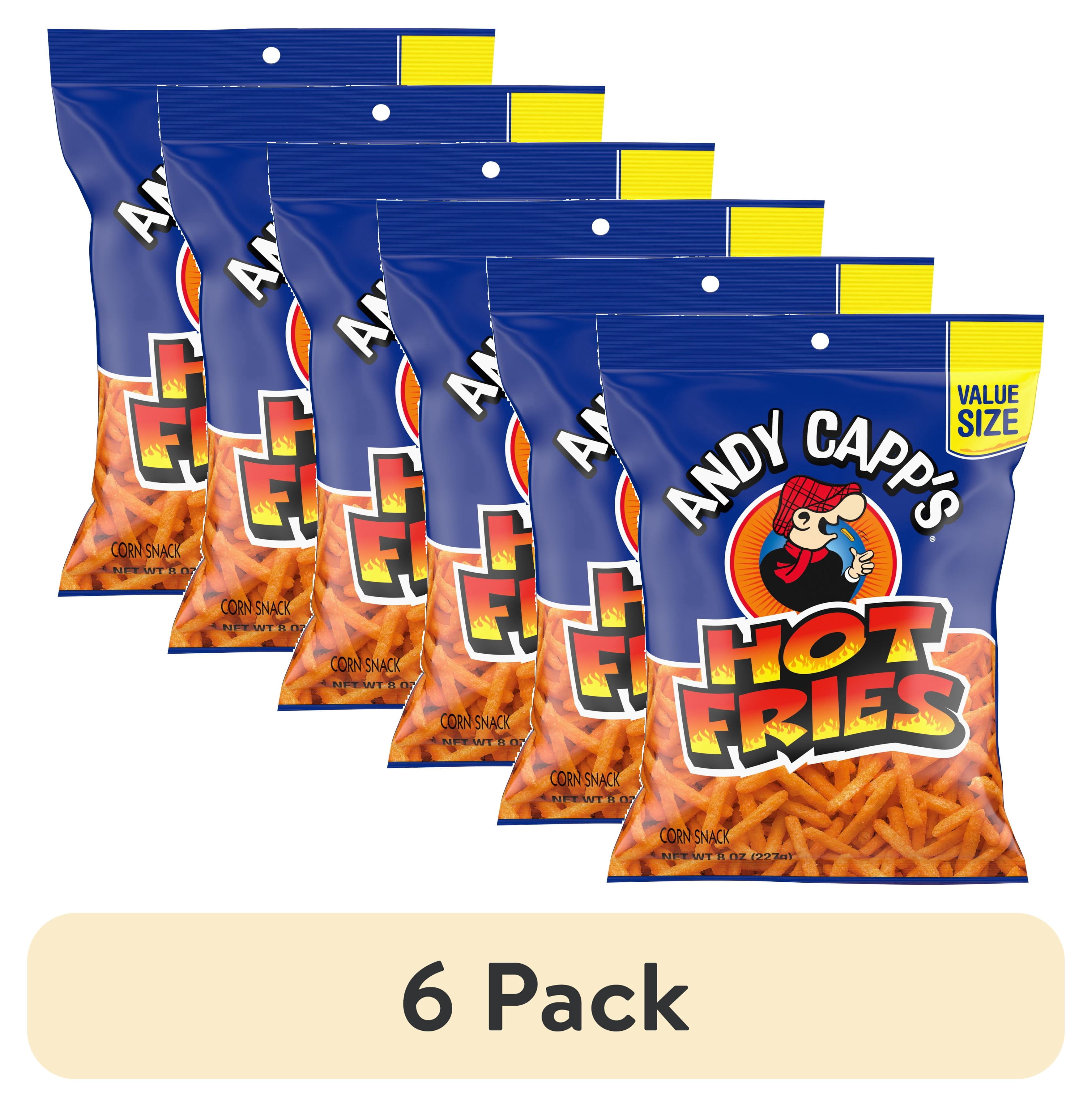 (6 pack) Andy Capp's Big Bag Hot Fries, Corn & Potato Snacks, 8 oz.