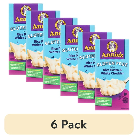 (6 pack) Annie's Gluten Free Rice Pasta and White Cheddar, Made with Real Cheese, 6 oz