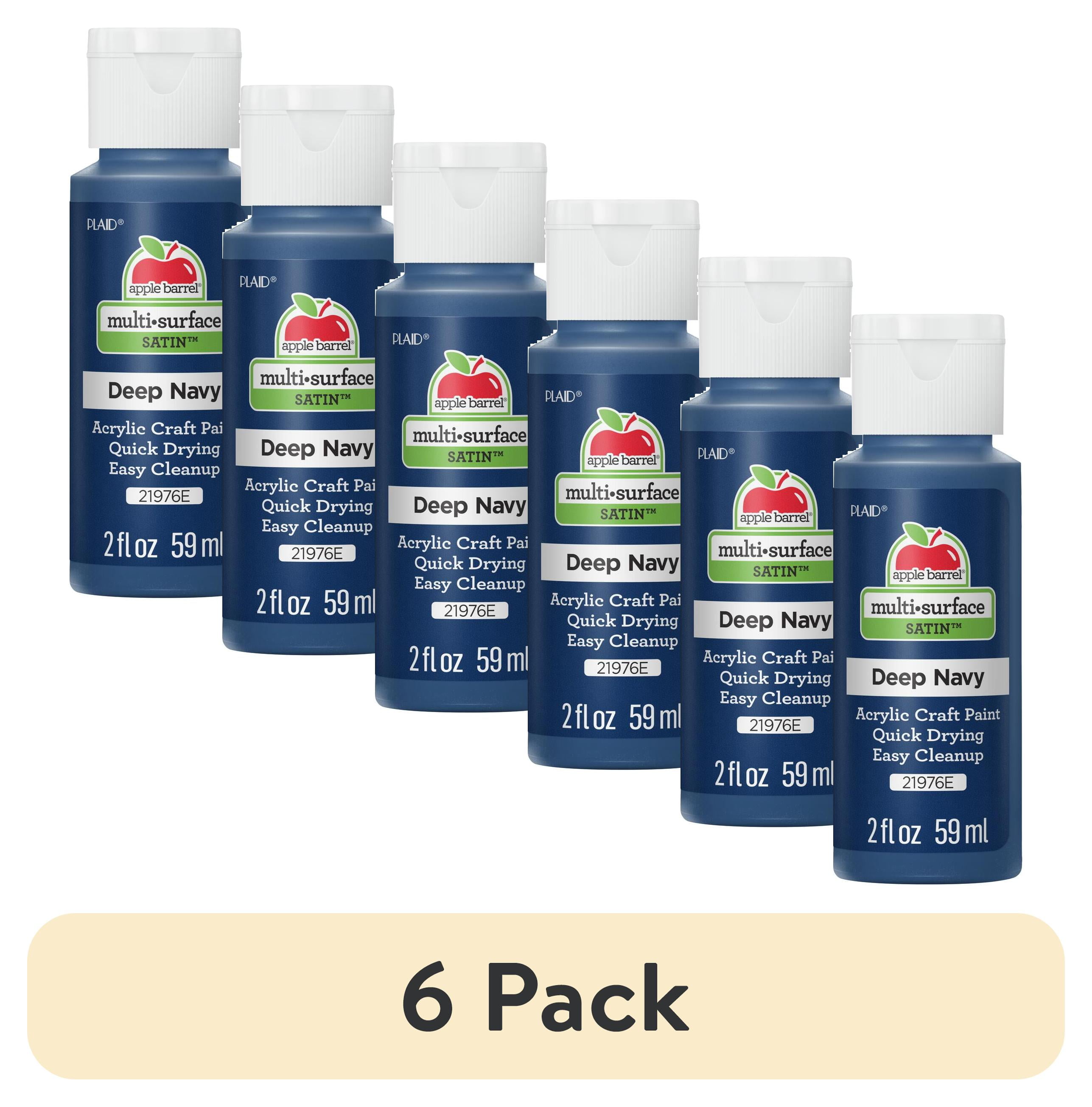 (6 pack) Apple Barrel Multi-Surface Acrylic Craft Paint, Satin Finish, Deep Navy, 2 fl oz