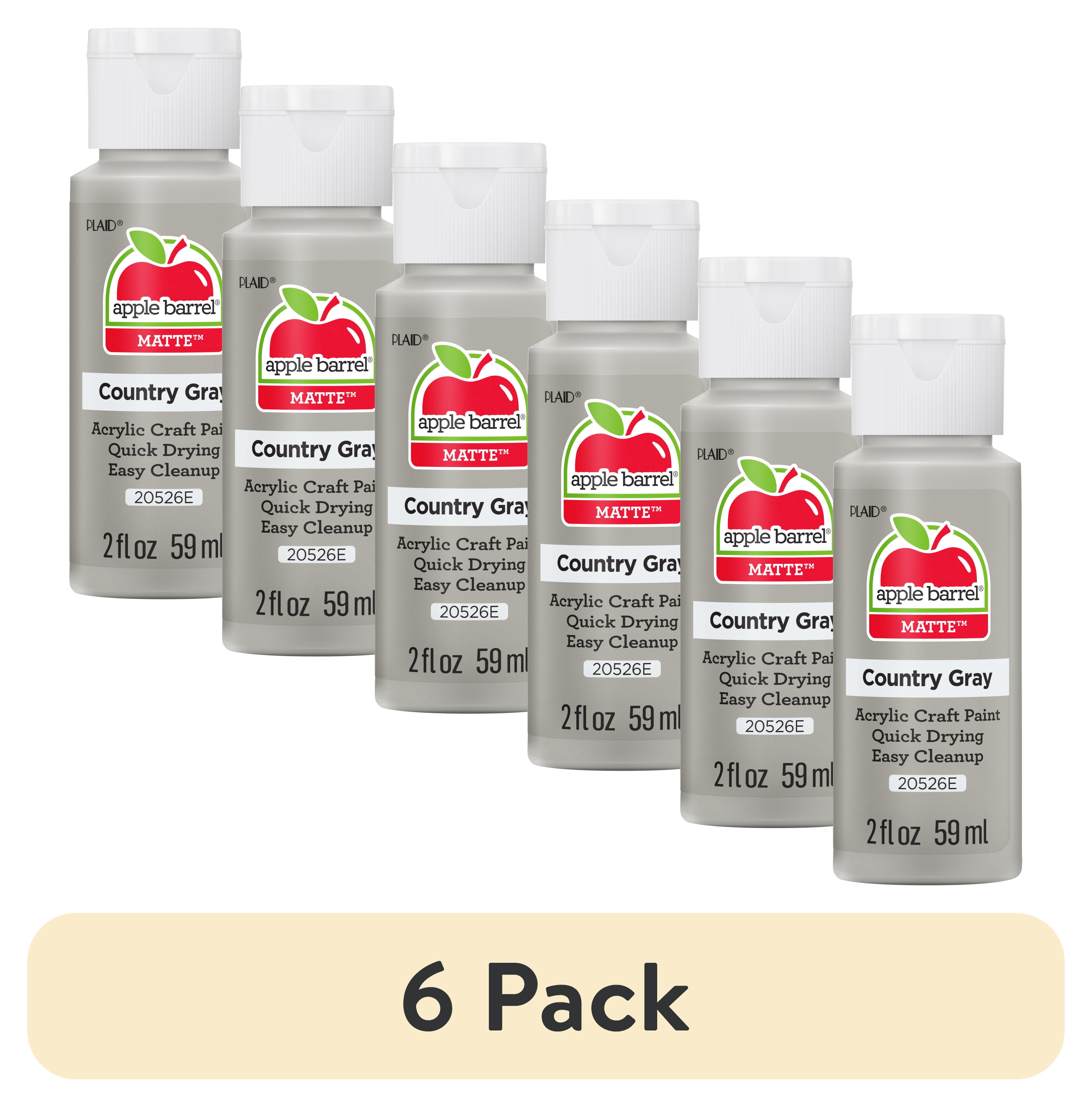 (6 pack) Apple Barrel Acrylic Craft Paint, Matte Finish, Country Grey, 2 fl oz