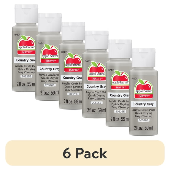 (6 pack) Apple Barrel Acrylic Craft Paint, Matte Finish, Country Grey, 2 fl oz
