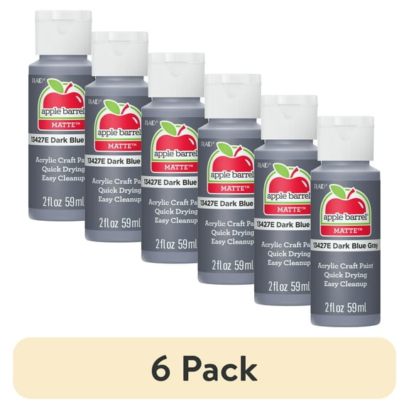 (6 pack) Apple Barrel Acrylic Craft Paint, Matte Finish, Dark Blue Gray, 2 fl oz