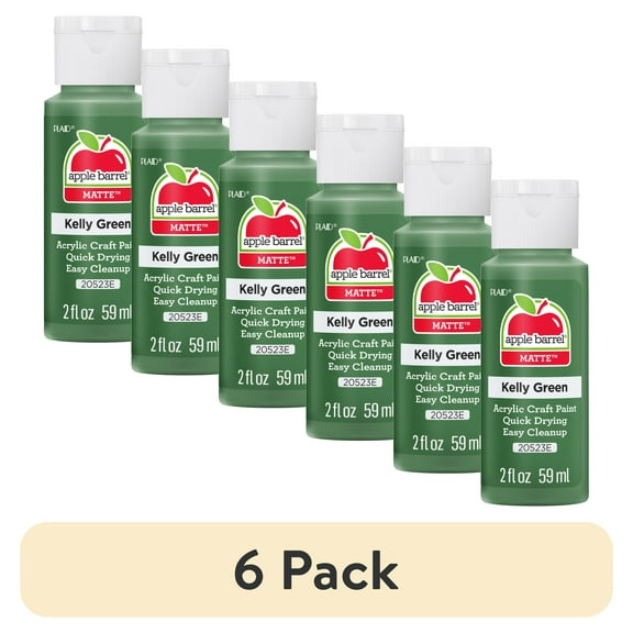 (6 pack) Apple Barrel Acrylic Craft Paint, Matte Finish, Kelly Green, 2 fl oz