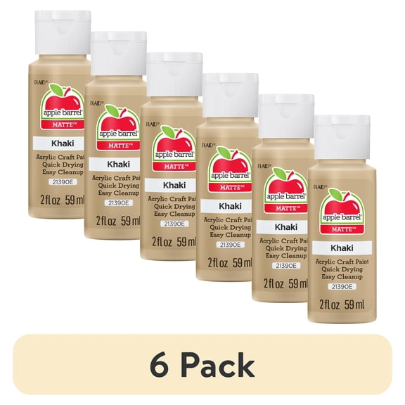 (6 pack) Apple Barrel Acrylic Craft Paint, Matte Finish, Khaki, 2 fl oz