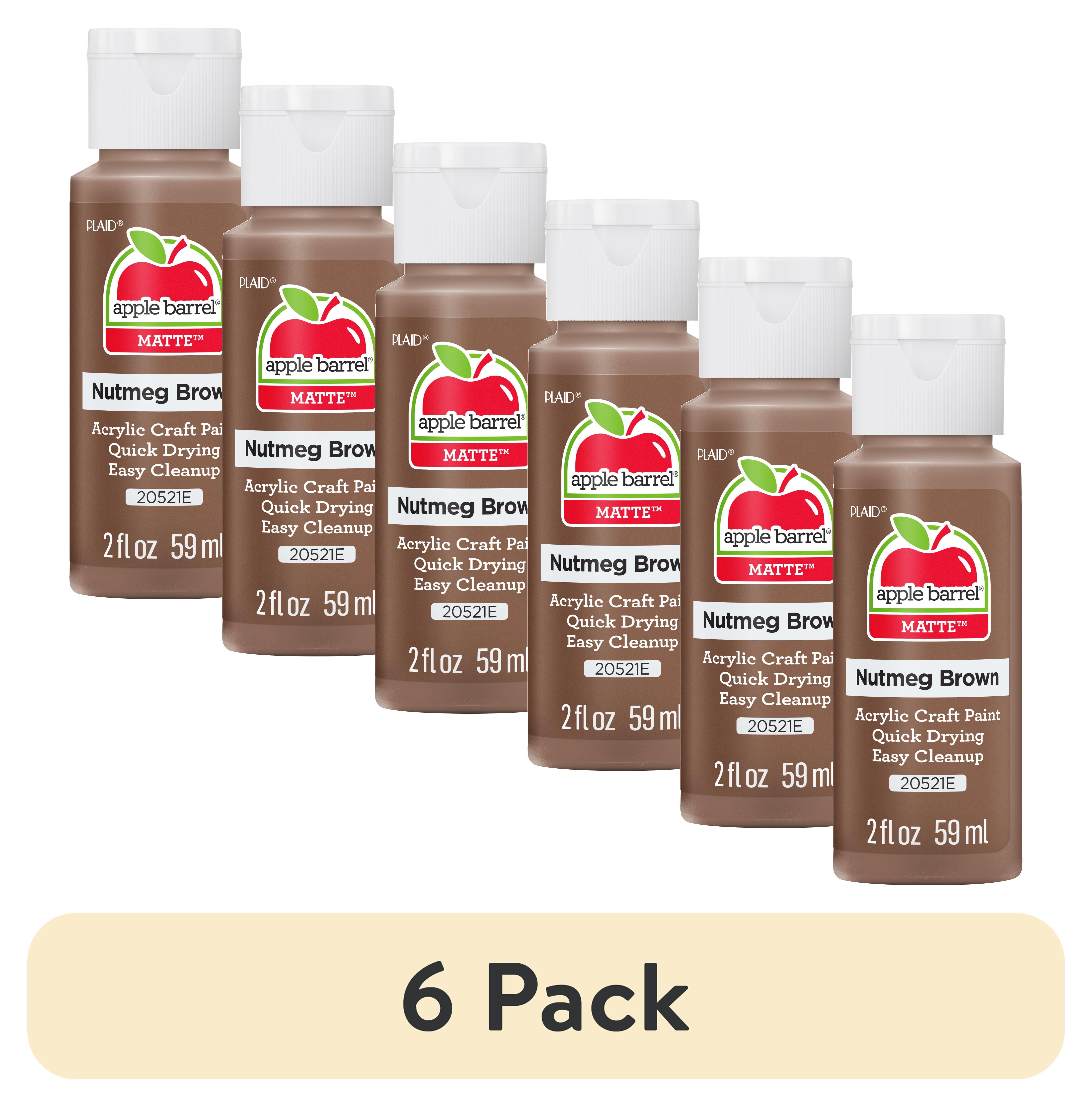 (6 pack) Apple Barrel Acrylic Craft Paint, Matte Finish, Nutmeg Brown, 2 fl oz