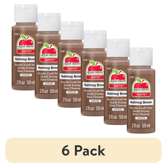 (6 pack) Apple Barrel Acrylic Craft Paint, Matte Finish, Nutmeg Brown, 2 fl oz