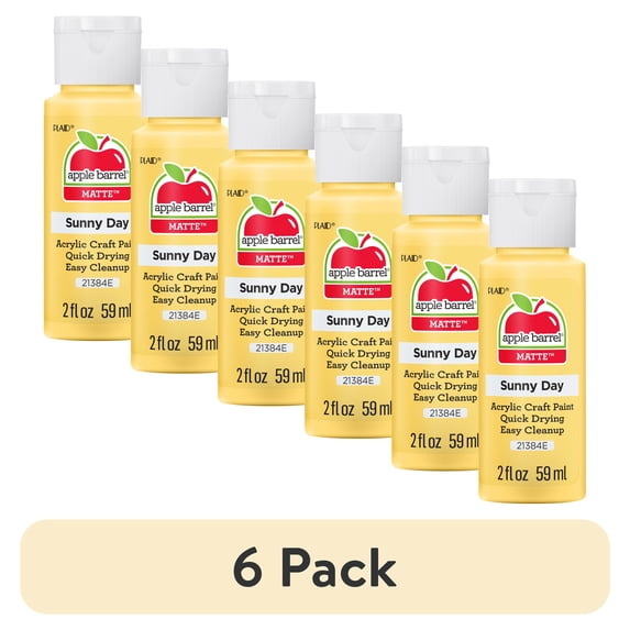 (6 pack) Apple Barrel Acrylic Craft Paint, Matte Finish, Sunny Day, 2 fl oz