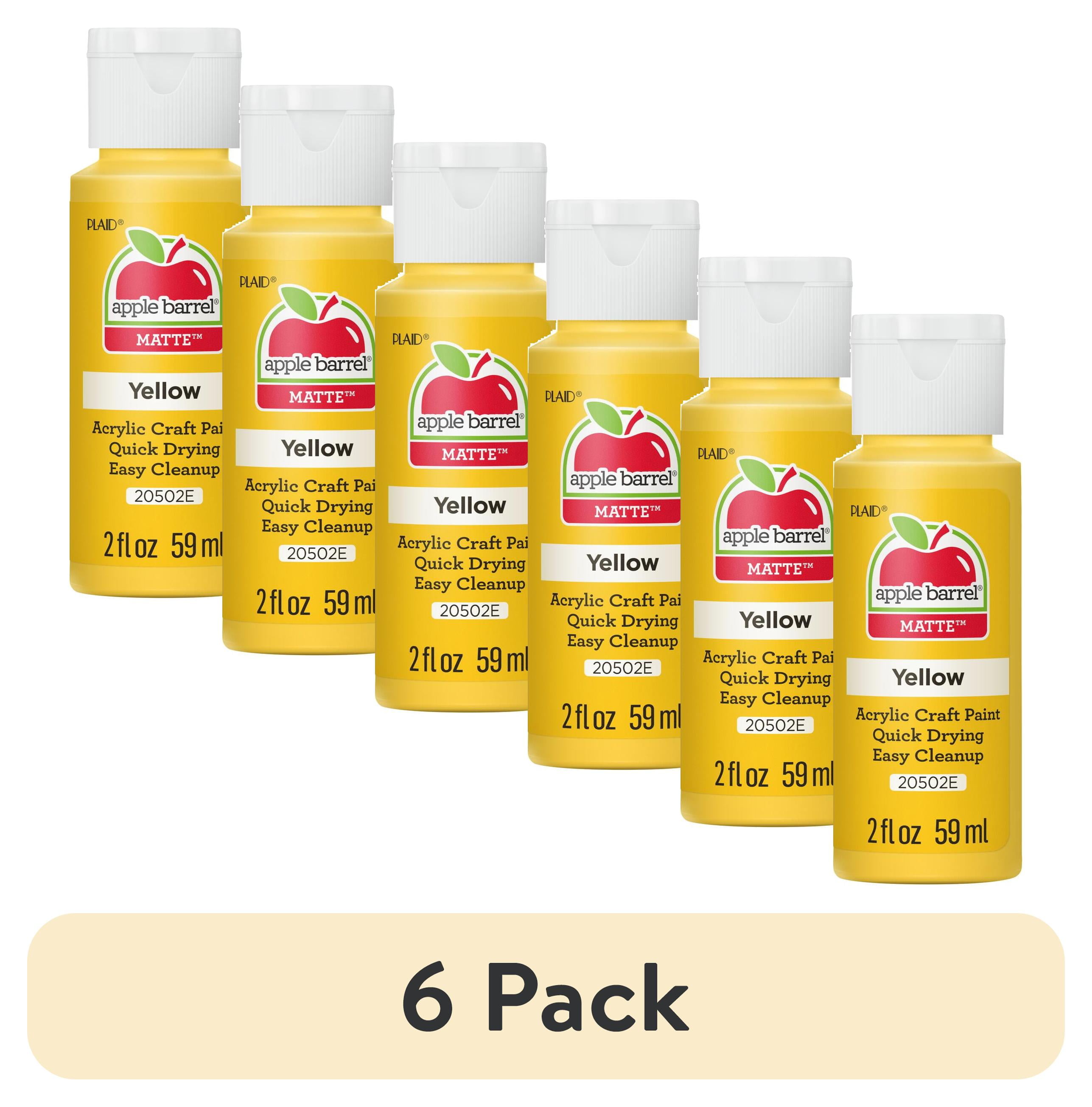 (6 pack) Apple Barrel Acrylic Craft Paint, Matte Finish, Yellow, 2 fl oz