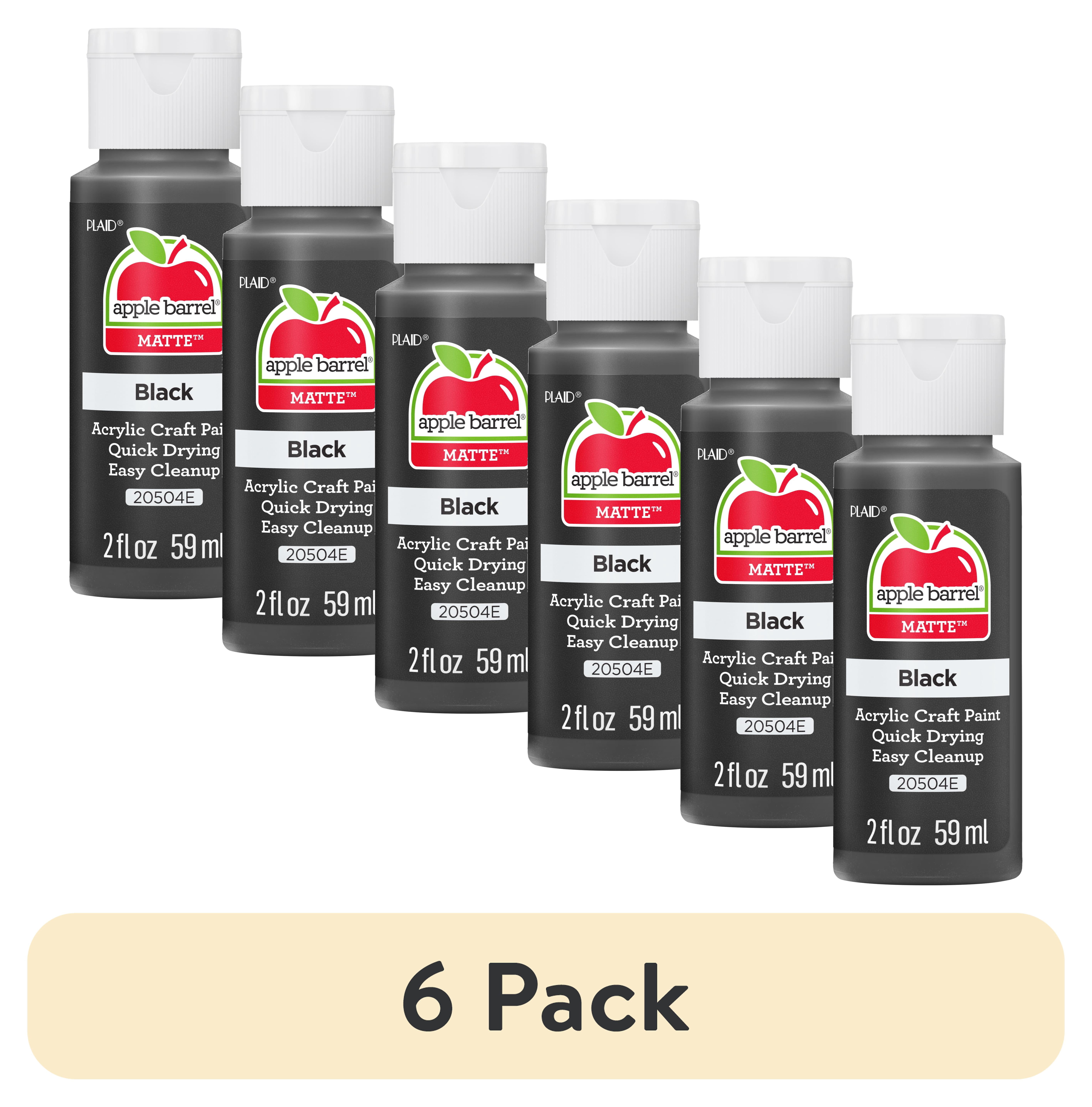 (6 pack) Apple Barrel Acrylic Craft Paint, Matte Finish, 2 fl oz, Black