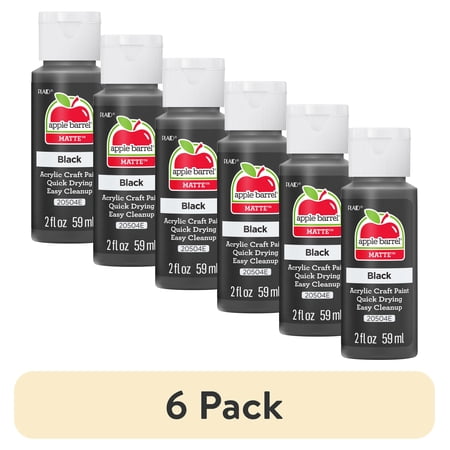 (6 pack) Apple Barrel Acrylic Craft Paint, Matte Finish, 2 fl oz, Black