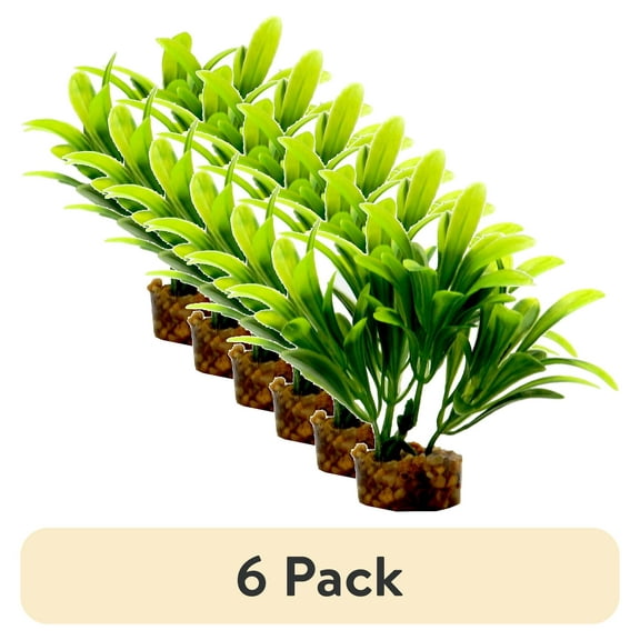 (6 pack) Aqua Culture Value Aquarium Plant Decoration - Green
