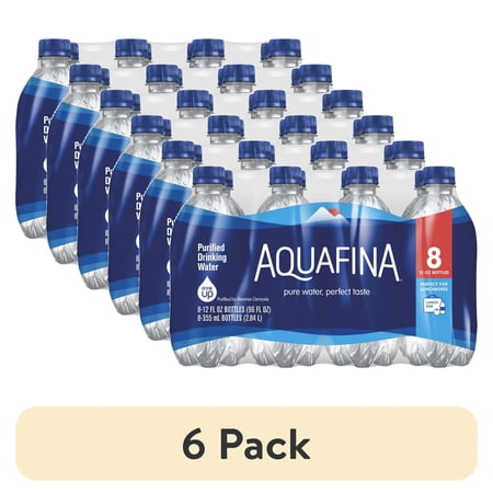 (6 pack) Aquafina Purified Drinking Water, 12 fl oz, 8 Pack Plastic Bottles