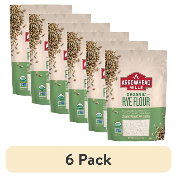 (6 pack) Arrowhead Mills Organic Rye Flour, 20 oz