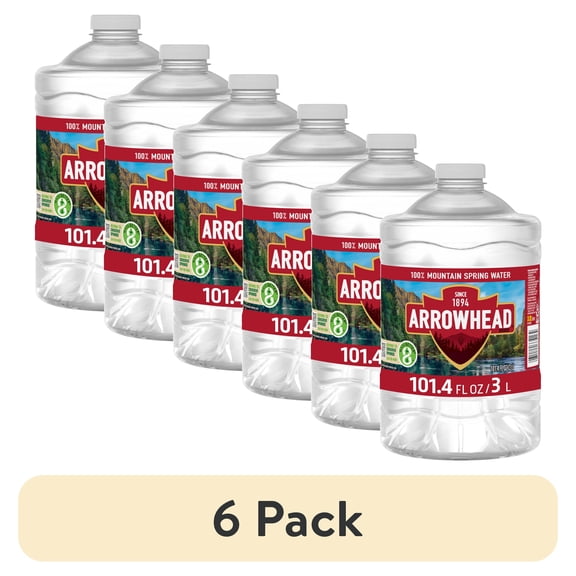 (6 pack) Arrowhead Mountain Spring Water, 3 Liter, Single Plastic Jug