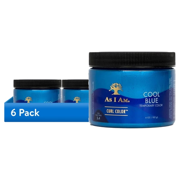 (6 pack) As I Am Curl Color™ Temporary Color Gel Damage-Free - Cool Blue, Unisex, 6 oz with JBCO and Ceramides