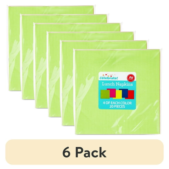 (6 pack) 6.5" x 6.5" Disposable Assorted Colors Paper Napkins, 20 Count, by Way To Celebrate