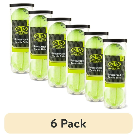 (6 pack) Athletic Works Pressurized Tennis Balls, 3-pack, All Court Use