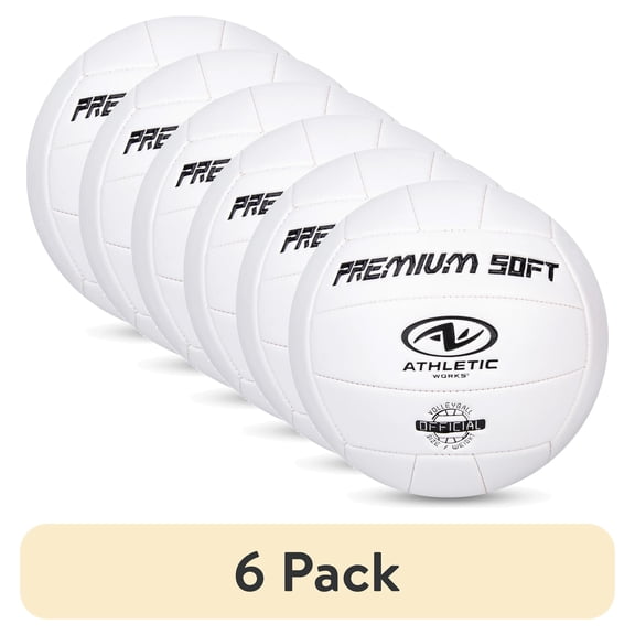 (6 pack) Athletic Works Size 5 Premium Soft Volleyball, White