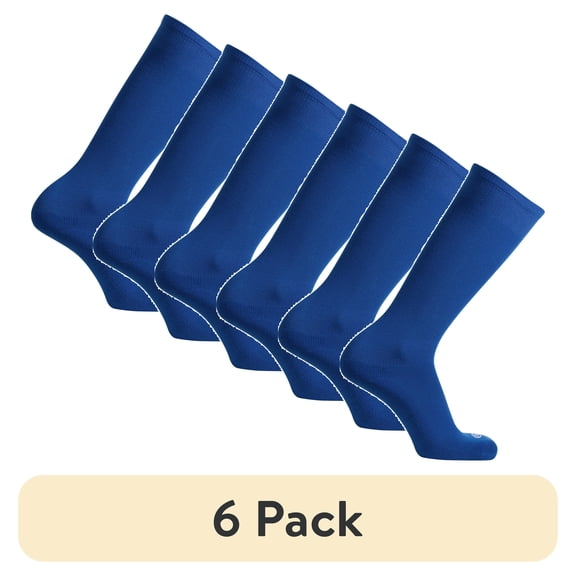 (6 pack) Athletic Works Unisex Baseball/Softball Socks, 2-Pair Pack, Blue