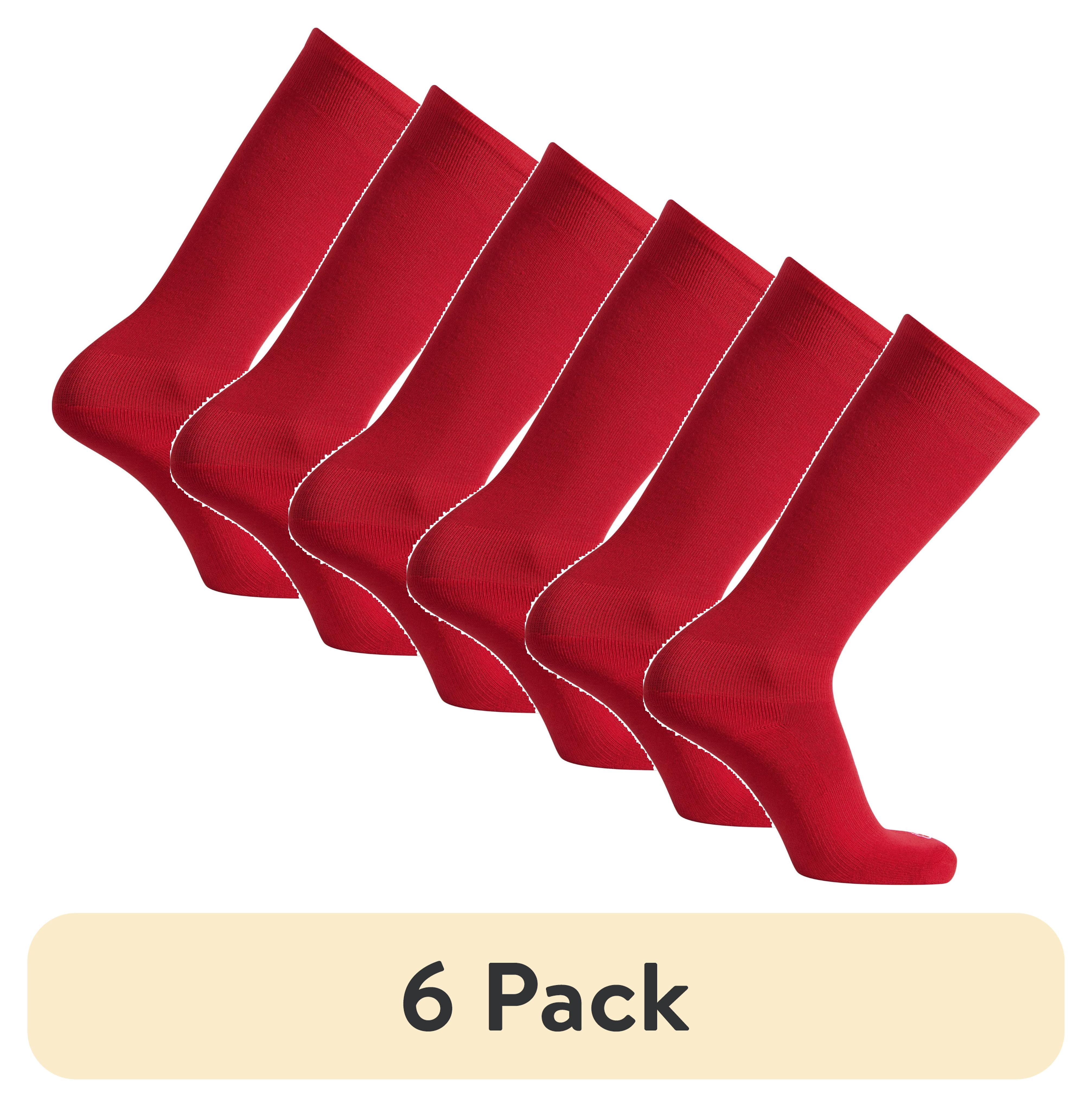 (6 pack) Athletic Works Unisex Baseball/Softball Socks, 2-Pair Pack, Red