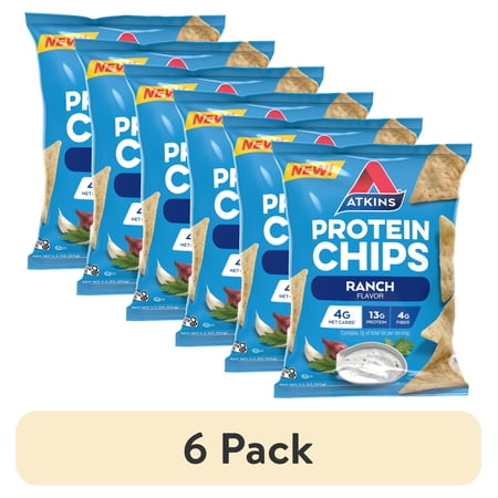 (6 pack) Atkins Protein Chips, Keto Friendly, Baked Not Fried, Ranch, 1.1oz