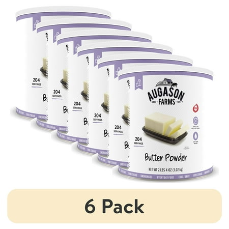 (6 pack) Butter Powder Mix Can Emergency Food Supply, 510 Servings, 10 Year Shelf Life, Certified Gluten Free, Made with Real Milk, 15 Calories per Serving - Dry Butter Powder Blend, Ingredient for Baking