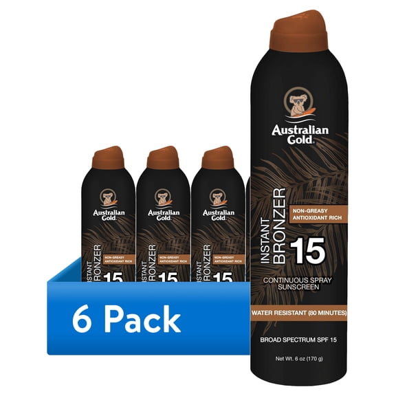 (6 pack) Australian Gold Continuous Spray Bronzer SPF 15, 6 oz